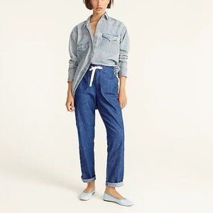 J. Crew Tie-waist denim camp pant XL